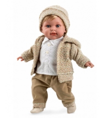 Кукла мальчик функциональная в бежевом костюме с соской 42 см Arias Т11130