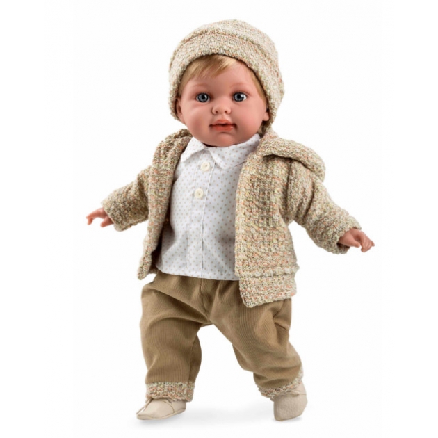 Кукла мальчик функциональная в бежевом костюме с соской 42 см Arias Т11130