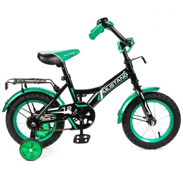 Детский велосипед 12 Mustang gw-тип черный/зеленый