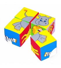 Набор мягких кубиков собери картинку животные 2 4 штуки Мякиши Р55757...