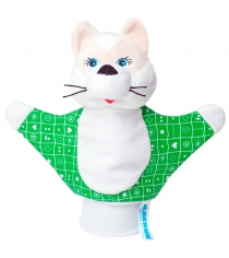 Игрушка на руку котенок зеленая Мякиши Р34623