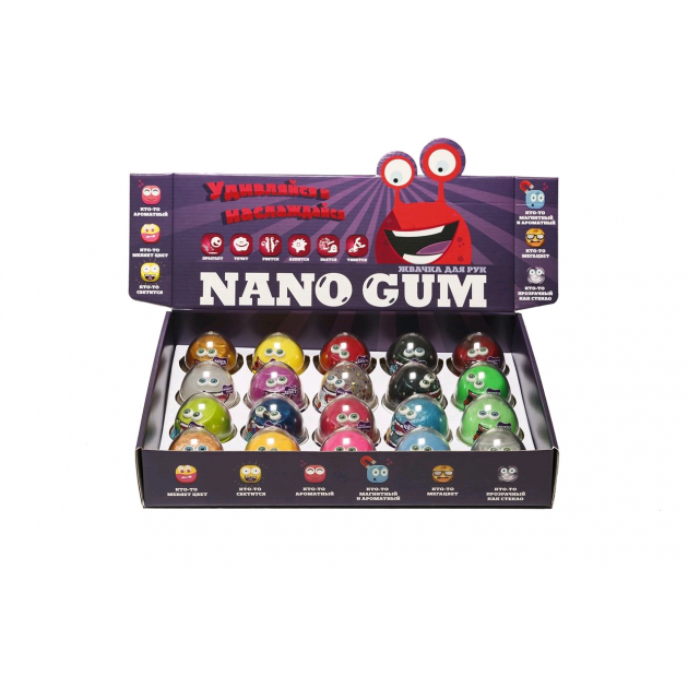 Шоу-бокс Nano gum nga50 жвачка для рук ассорти 20 штук по 50 г 