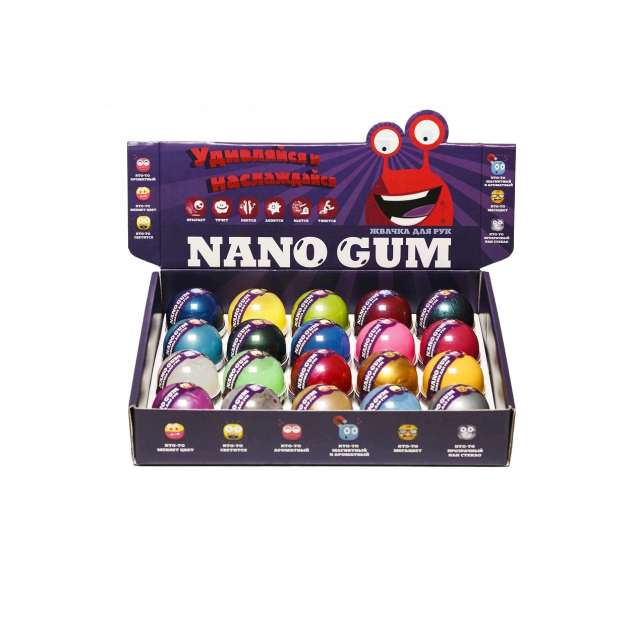 Шоу бокс Nano gum sв502n жвачка для рук ассорти 20 штук по 25 г 