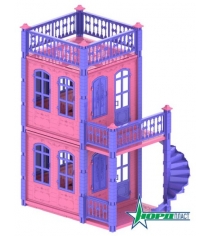 Домик для кукол замок принцессы 2 этажа розовый Нордпласт 591/2...