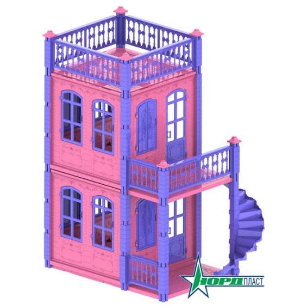 Домик для кукол замок принцессы 2 этажа розовый Нордпласт 591/2