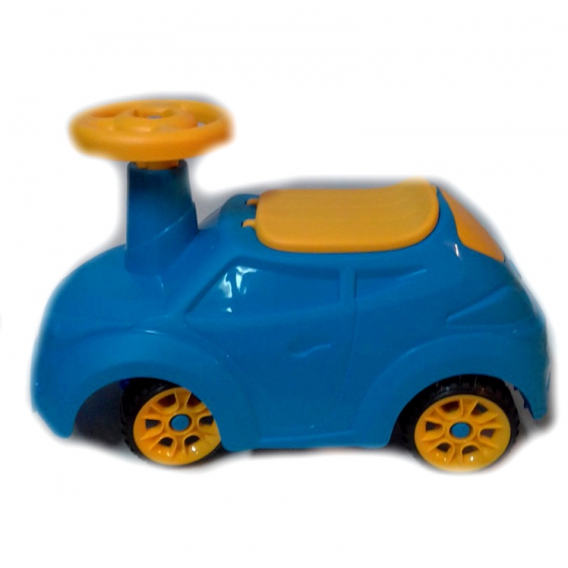 Машинка каталка крутышка голубая с желтыми дисками Нордпласт Р73261