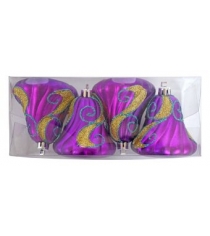 Ёлочное украшение завитушка фиолетовый 7 см 4 штуки Новогодняя сказка 972307
