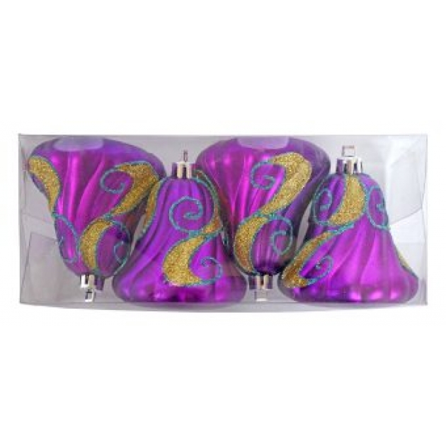 Ёлочное украшение завитушка фиолетовый 7 см 4 штуки Новогодняя сказка 972307