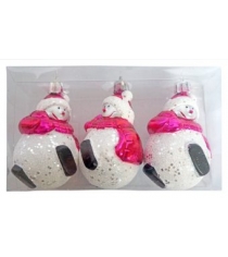 Ёлочное украшение снеговик розовый 8 5 см 3 штуки Новогодняя сказка 972311