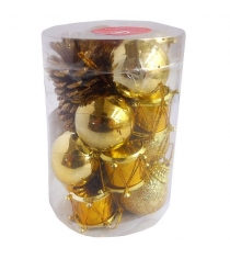Набор елочных украшений 16 штук золото Новогодняя сказка 973439