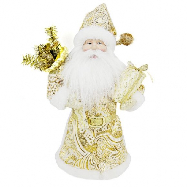 Кукла дед мороз 28 см золото Новогодняя сказка 973721