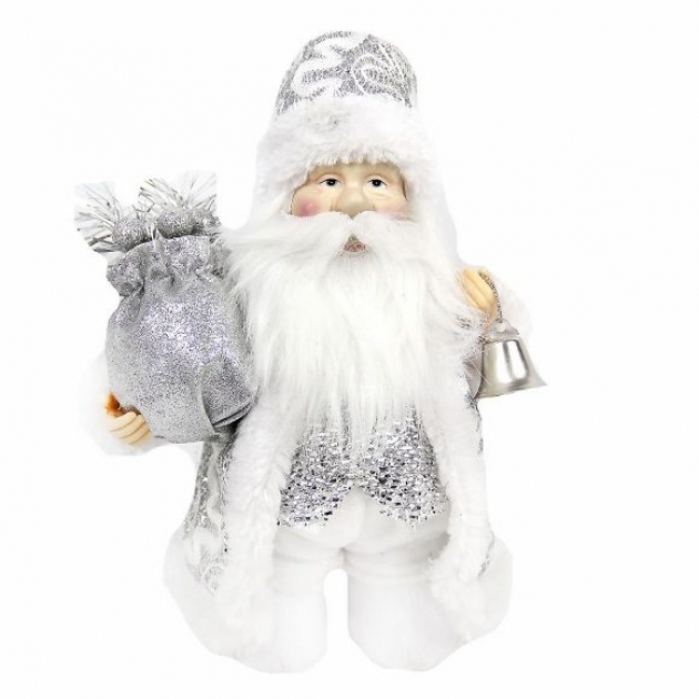 Кукла дед мороз 20 см серебро Новогодняя сказка 973726