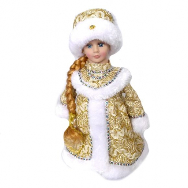 Кукла музыкальная снегурочка в золоте 30 см Новогодняя сказка 973526