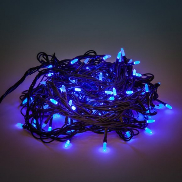 Гирлянда электрическая 100 led синее свечение 8 реж Новогодняя сказка 971601