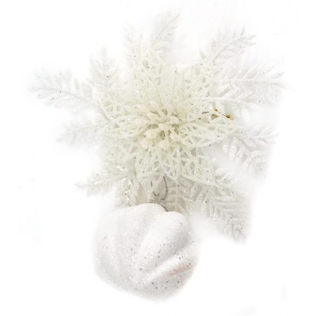 Украшение цветок 16 см бел Новогодняя сказка 972221