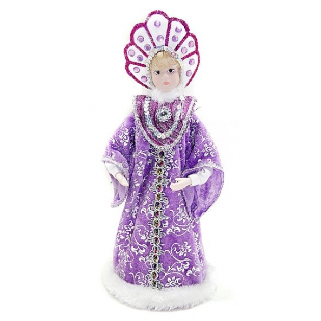 Кукла снегурочка 28 см под елку фиолет Новогодняя сказка 972404