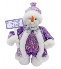 Кукла снеговик 20 см под елку фиолет Новогодняя сказка 972436