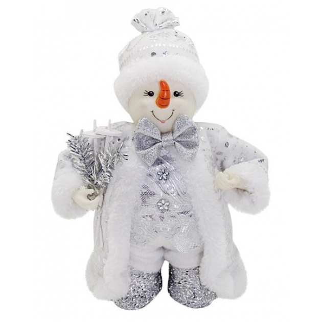 Кукла снеговик 20 см под елку серебро Новогодняя сказка 972437
