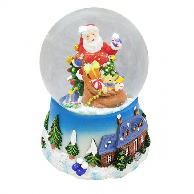 Шар декор дед мороз с подарками 100 мм мелодия Новогодняя сказка 972480