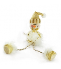 Фигурка снеговик с длинножками 22 см золото Новогодняя сказка 972519