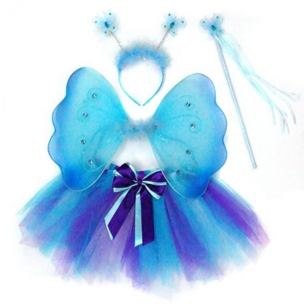 Костюм бабочки голуб крылья 39х28 см юбка 25 см Новогодняя сказка 972576