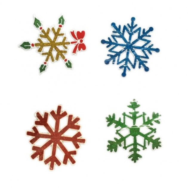 Наклейка гелевая снежинка цветная в ассорт Новогодняя сказка 973098