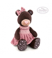 Медведь milk сидячая в розовом бархатном платье 50 см Оранж М5043/50...