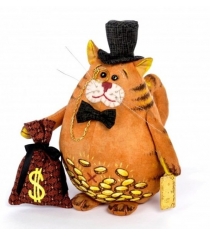 Текстильная игрушка денежный кот Перловка пч-507