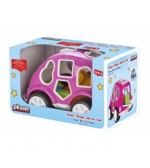 Машинка сортер с кубиками розовая Pilsan 03-187
