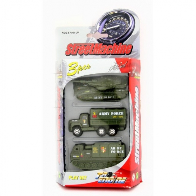 Набор из 3 х металлических машинок street machine военная техника Pioneer Toys А18720