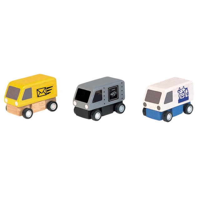 Набор из 3 деревянных машинок Plan Toys Фургоны поставки 6003