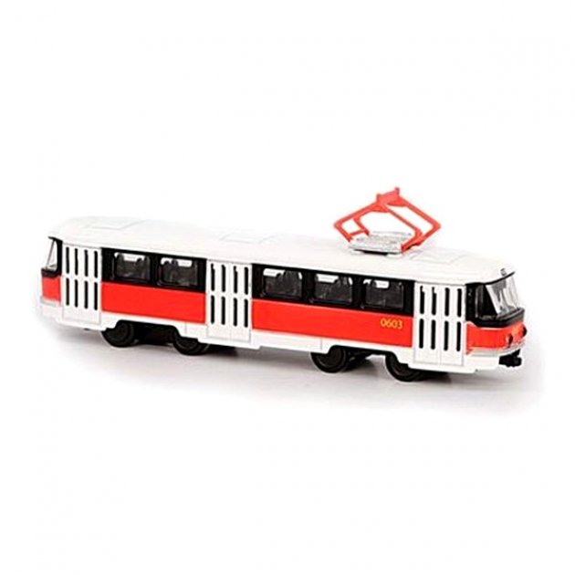 Инерционный трамвай автопарк tatra t3su с красной полосой 1:87 Play Smart А74827