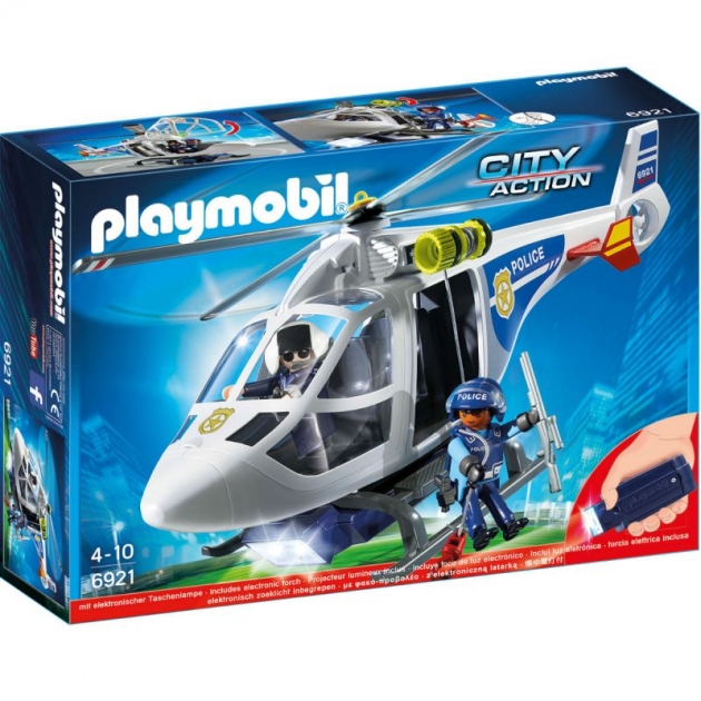 Конструктор полиция полицейский вертолет с led прожектором Playmobil 6921pm