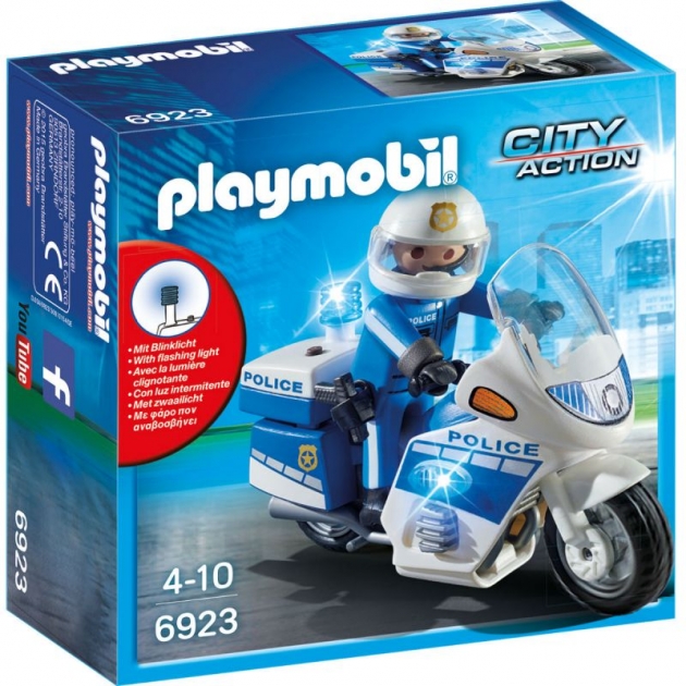 Конструктор полиция полицейский мотоцикл со светодиодом Playmobil 6923pm