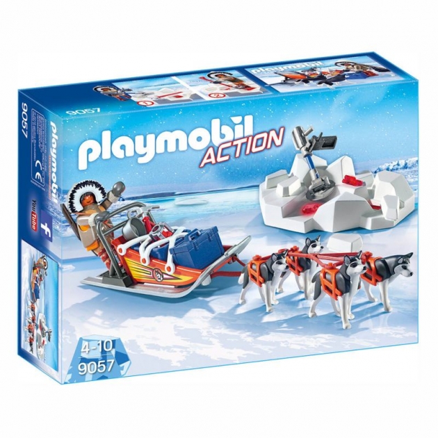 Конструктор полярная экспедиция хаски с нарисованными санями Playmobil 9057pm