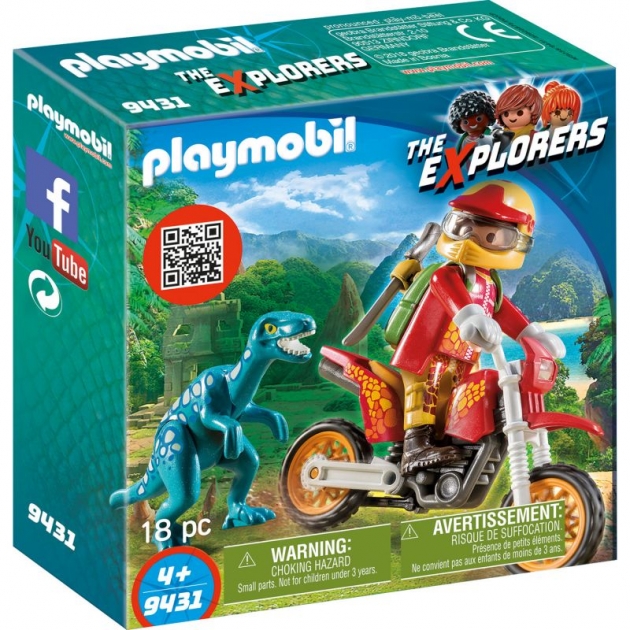 Конструктор динозавры гоночный мотоцикл с ящером Playmobil 9431pm