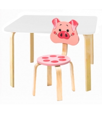 Комплект мебели Polli Tolli Мордочки с белым столиком и розовым стульчиком
