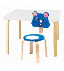 Комплект мебели Polli Tolli Мордочки с белым столиком и голубым стульчиком