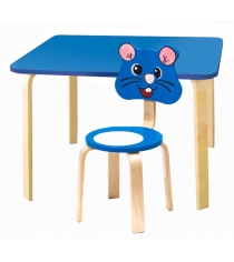 Комплект мебели Polli Tolli Мордочки с голубым столиком и голубым стульчиком