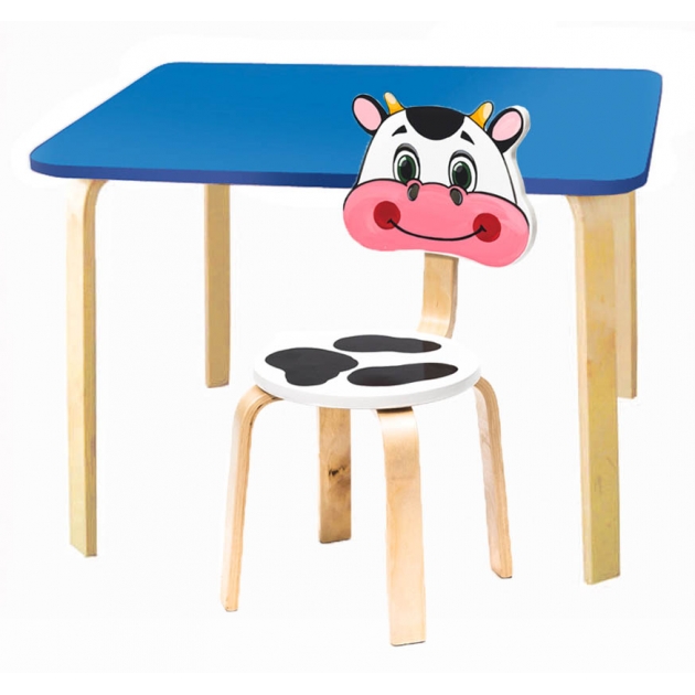 Комплект мебели Polli Tolli Мордочки с голубым столиком и белым стульчиком