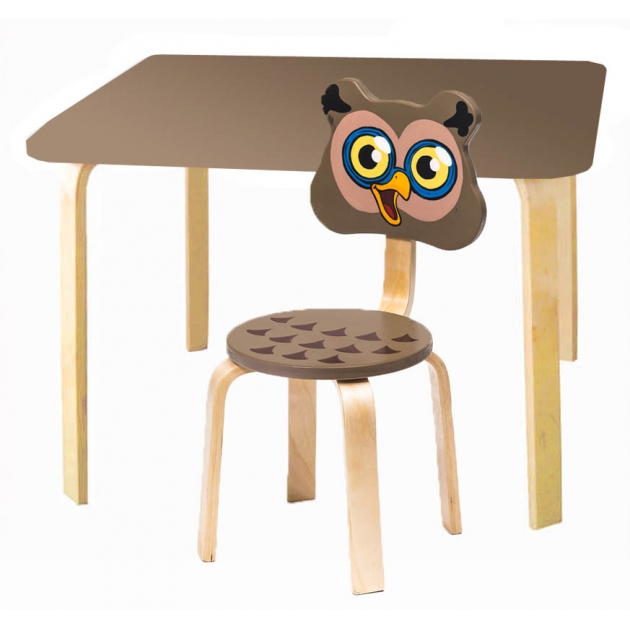 Комплект мебели Polli Tolli Мордочки с коричневым столиком и коричневым стульчиком