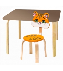 Комплект мебели Polli Tolli Мордочки с коричневым столиком и оранжевым стульчико...