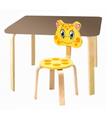 Комплект мебели Polli Tolli Мордочки с коричневым столиком и желтым стульчиком