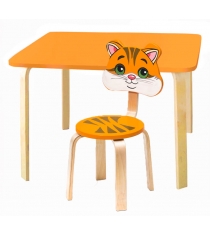 Комплект мебели Polli Tolli Мордочки с оранжевым столиком и оранжевым стульчиком