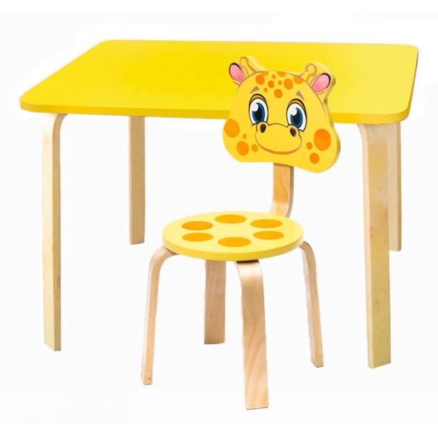 Комплект мебели Polli Tolli Мордочки с желтым столиком и желтым стульчиком
