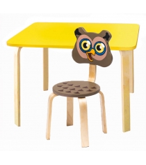 Комплект мебели Polli Tolli Мордочки с желтым столиком и коричневым стульчиком