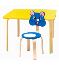 Комплект мебели Polli Tolli Мордочки с желтым столиком и голубым стульчиком