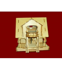 Деревянный игрушечный домик с мебелью Полноцвет 162926-R