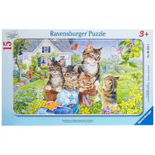 Пазл Ravensburger в рамке Ласковые котята 15 шт 6355