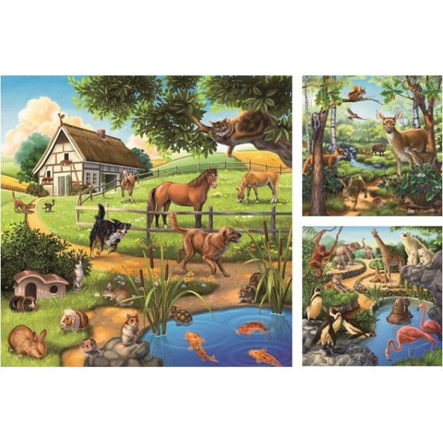 Пазл Ravensburger Лес зоопарк домашние животные 3х49шт 9265